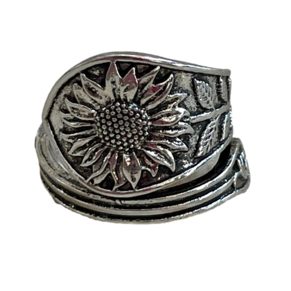 Boho Floral Daisy or Sunflower Spoon Ring #764 - Picture 5 of 10